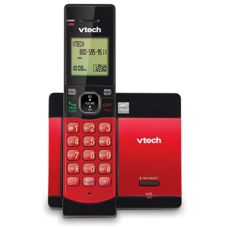 Telefone Sem Fio Expansível Vtech Dect 6.0 Vermelho - Viva Voz Discagem Rápida Identificação De Chamada