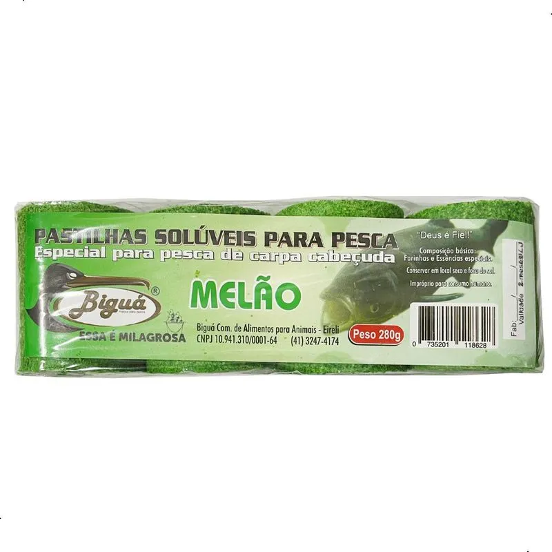 Pastilha De Pesca Bigua Para Carpa Cabeçuda Sabor Melão 280g
