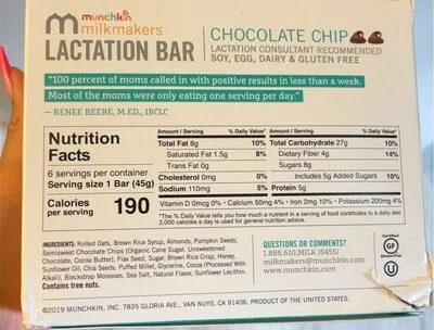 Milkmakers lactation bars chocolate chip