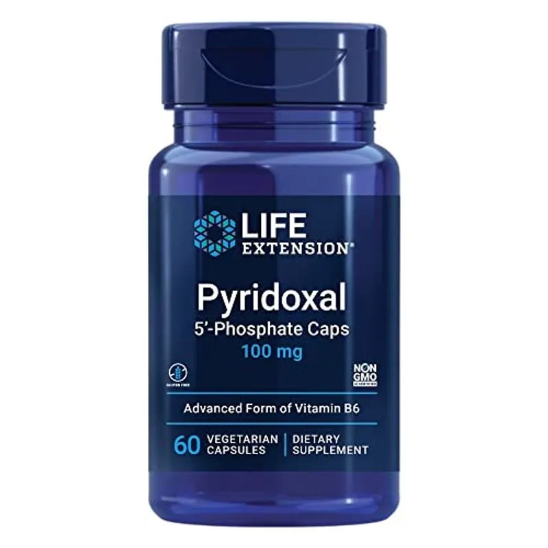 Extensão Da Vida Piridoxal 5'-fosfato 100 Mg P5p – Vitamina Essencial B6 Para Coração, Nervo &amp; Saúde Ocular – Suplemento De Glicose
