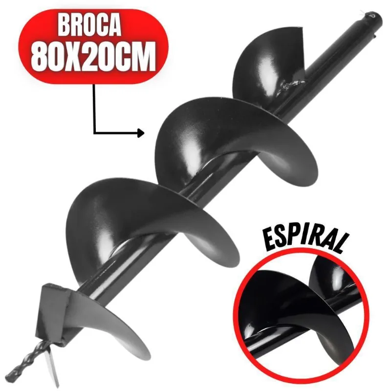 Broca Helicoidal 80x20cm Para Perfurador De Solo