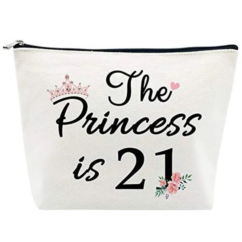 21 Presentes de aniversário para as mulheres Melhor amiga Filha Engraçado 21 anos de idade Presente de aniversário para ela A princesa é 21 saco de maquiagem bonito comemorar completando vinte e um an