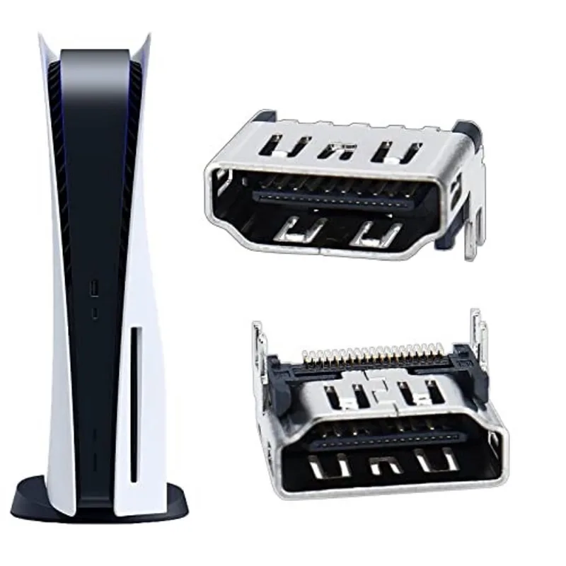 Aosai 2pcs hdmi Port Replacement para Sony Playstation 5 PS5 hdmi Display Socket Connector Jack (Prata - 2 PCes)