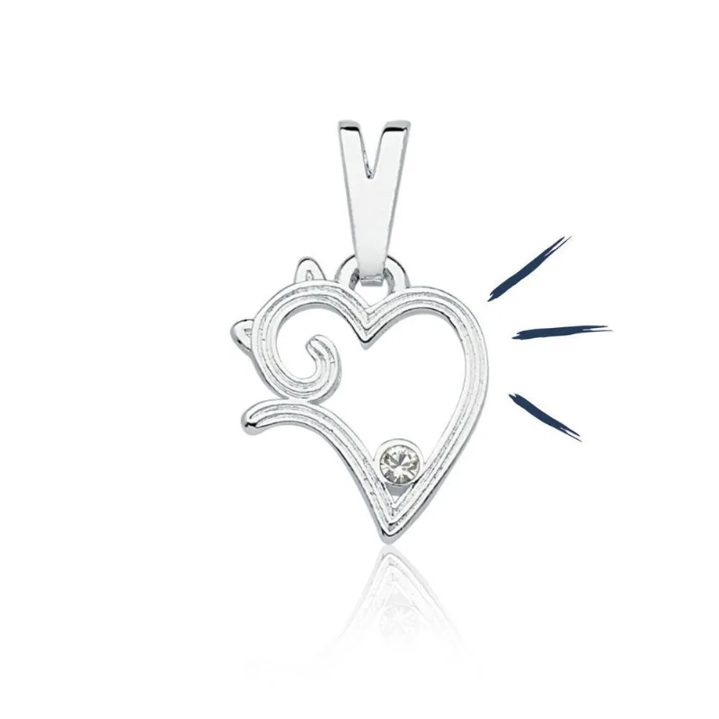 Pingente Hearth Cat Revestido Em Prata