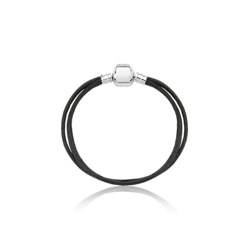 Pulseira Infantil Cord Black Com Revestimento Metálico