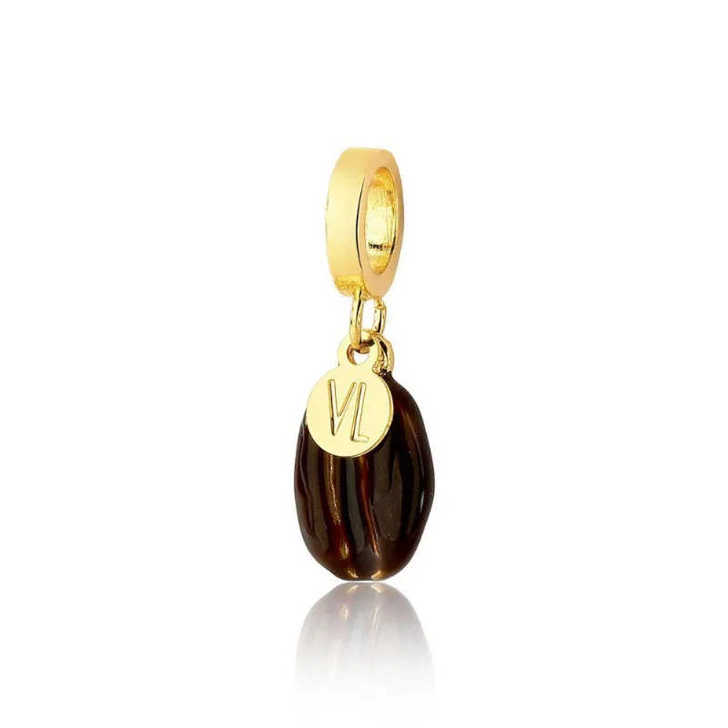 Charm Vl Café Com Grão Esmaltado E Revestimento Ouro
