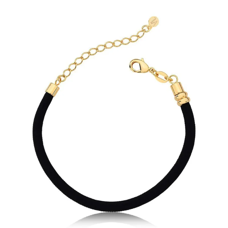 Pulseira Unissex Paracord Preto Metal Revestimento De Ouro