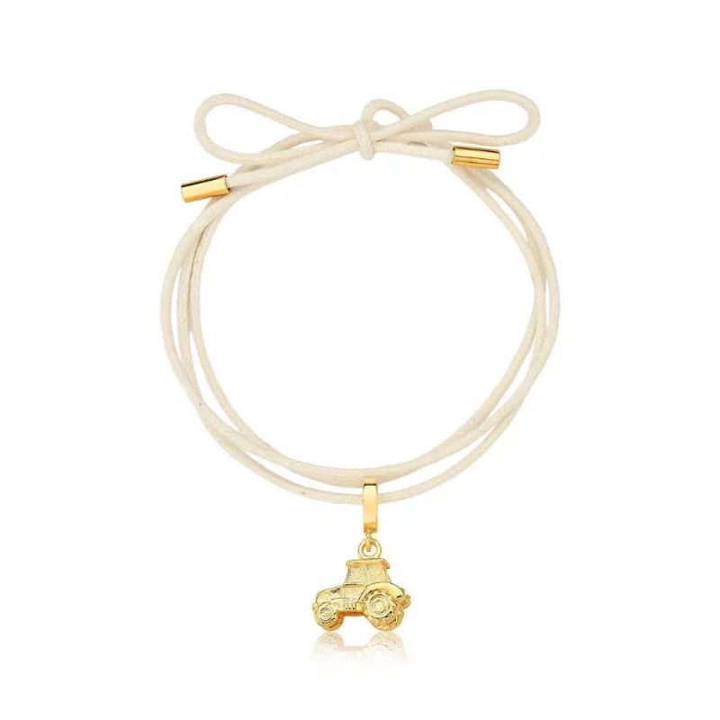 Cordão De Algodão Com Pingente Trator Revestido Em Ouro