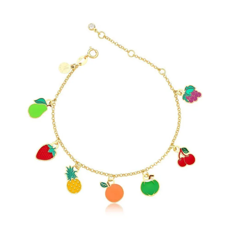 Pulseira Frutas Do Agro Revestida Em Ouro