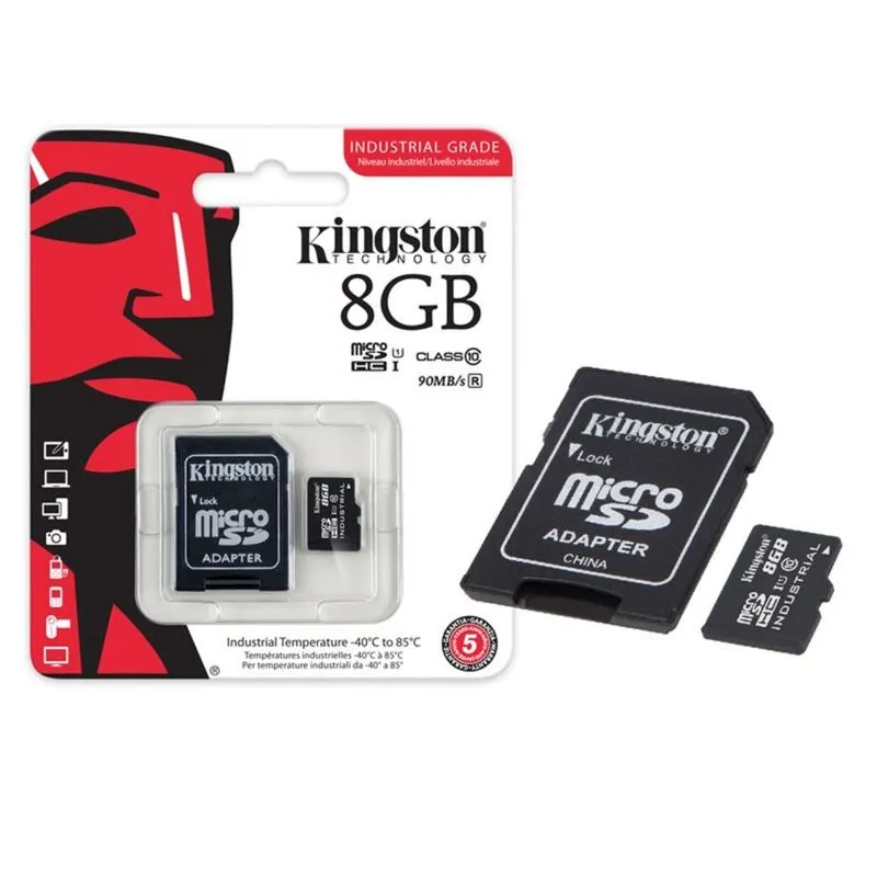 Cartão de Memória Kingston Classe 10 SDCIT/8GB Micro SDHC Industrial 8GB com Adaptador SD UHS-1 KINGSTON