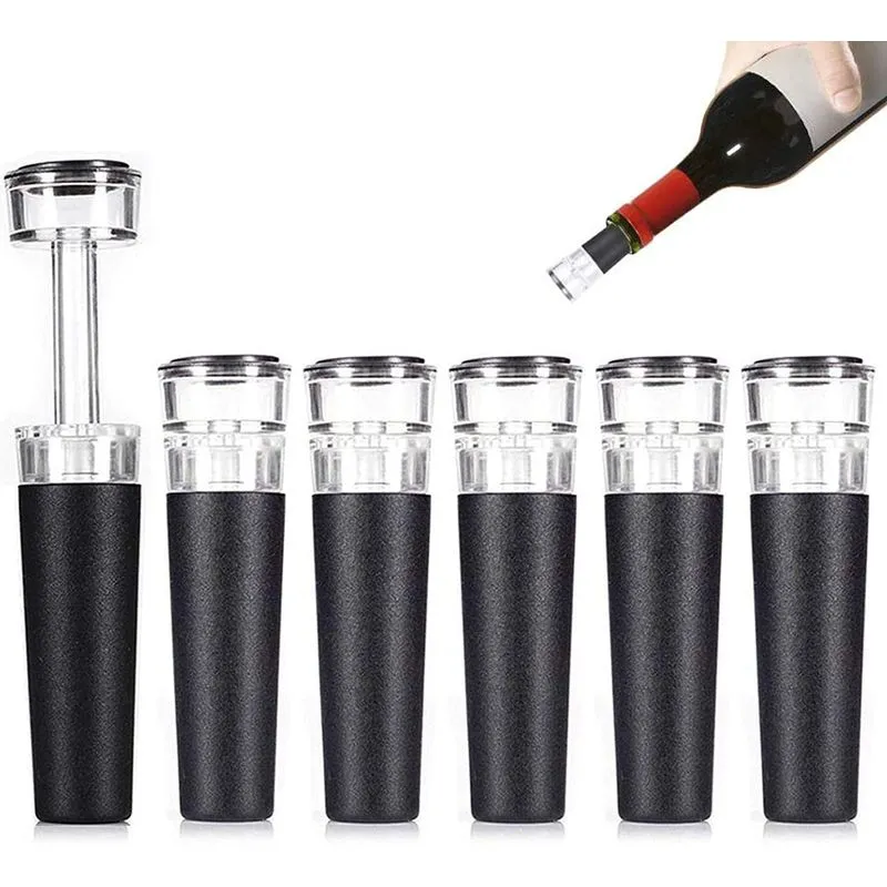 Rolhas De Vinho, 6 Pack Vacuum Wine Stopper, Rolhas De Garrafa De Vinho Reutilizável Com Bomba De Vácuo Embutido Vazamento De Garrafa De Vin