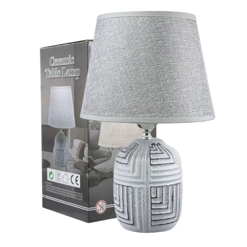 Abajur Luminária Para Quarto Em Cerâmica Lisboa Cinza