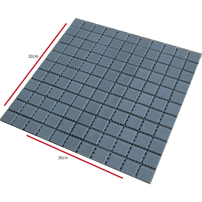 Kit 30 Placas Pastilhas De Vidro Adesiva Cinza 30cmx30cm D11