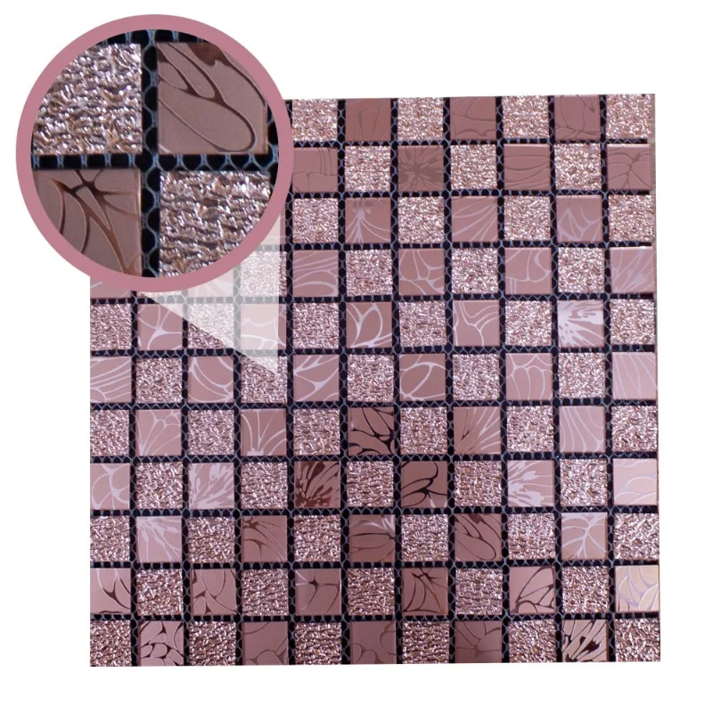 Kit 15 Pastilhas Adesivas Ouro Rose Espelhada 30cmx30cm D32