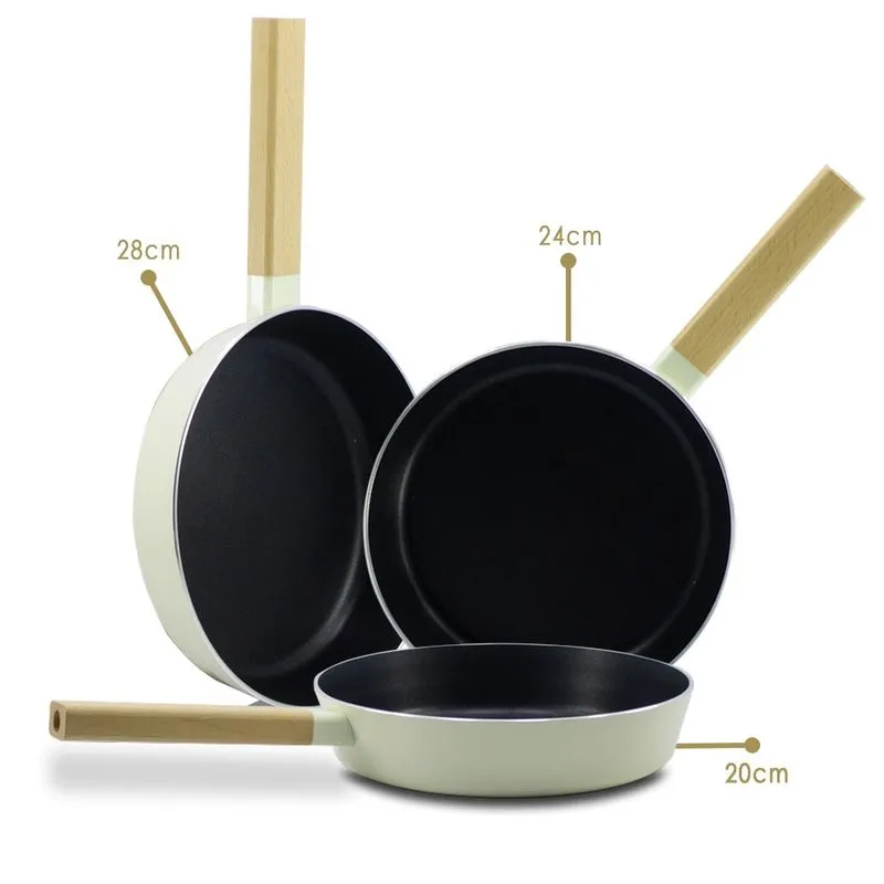 Kit 3 Frigideiras Revestimento Cerâmica Cuisine Bege 28cm 24cm 20cm