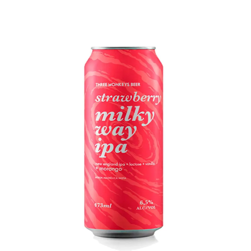 Cerveja Three Monkeys Strawberry Milky Way IPA 473ml