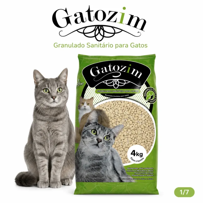 Areia Sanitária Gatozim Verde 4kg para Gatos Higiênica Absorvente Controle de Odores Caixa de Areia