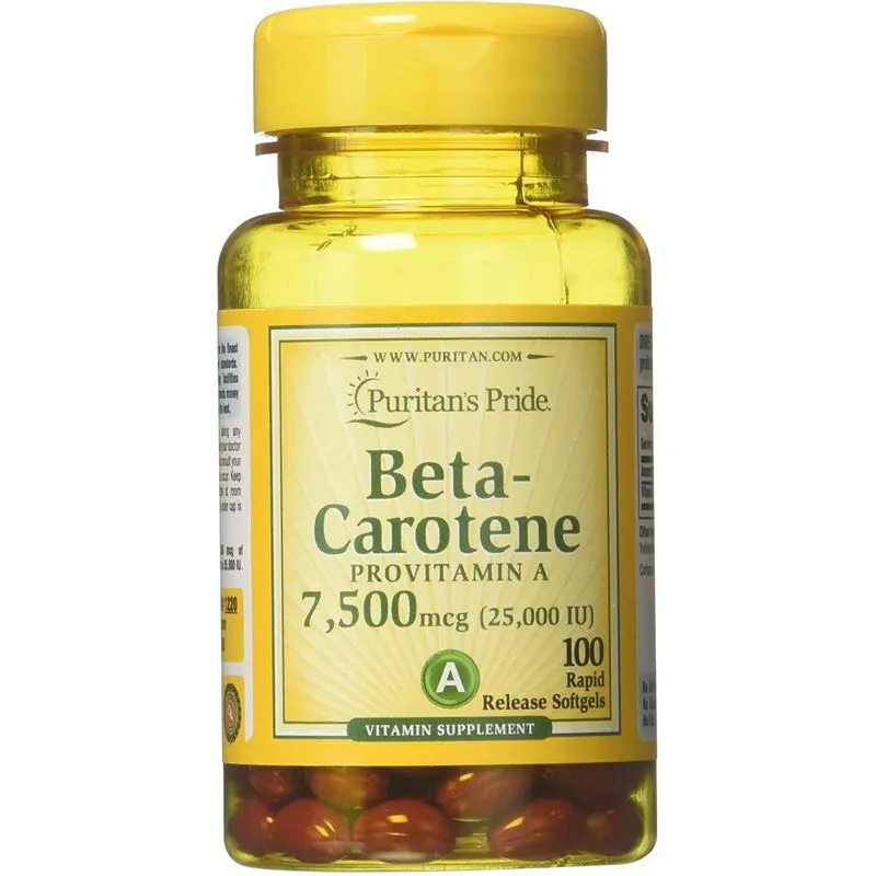 Beta Caroteno 7.500mcg, 100 Softgel, Puritans Pride