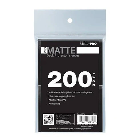 Ultra Pro: PRO-Matte Standard Deck Protector Sleeves 200ct Bundle - Black Gameology