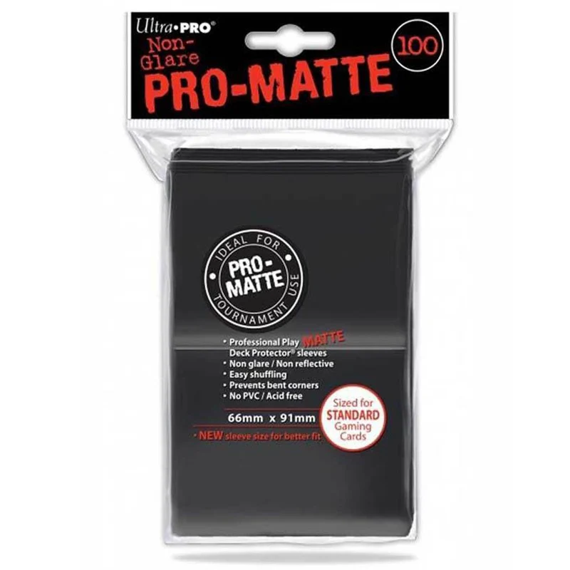ULTRA PRO Deck Protector Sleeves Pro Matte Black Standard 100ct 66 x 91 mm Gameology