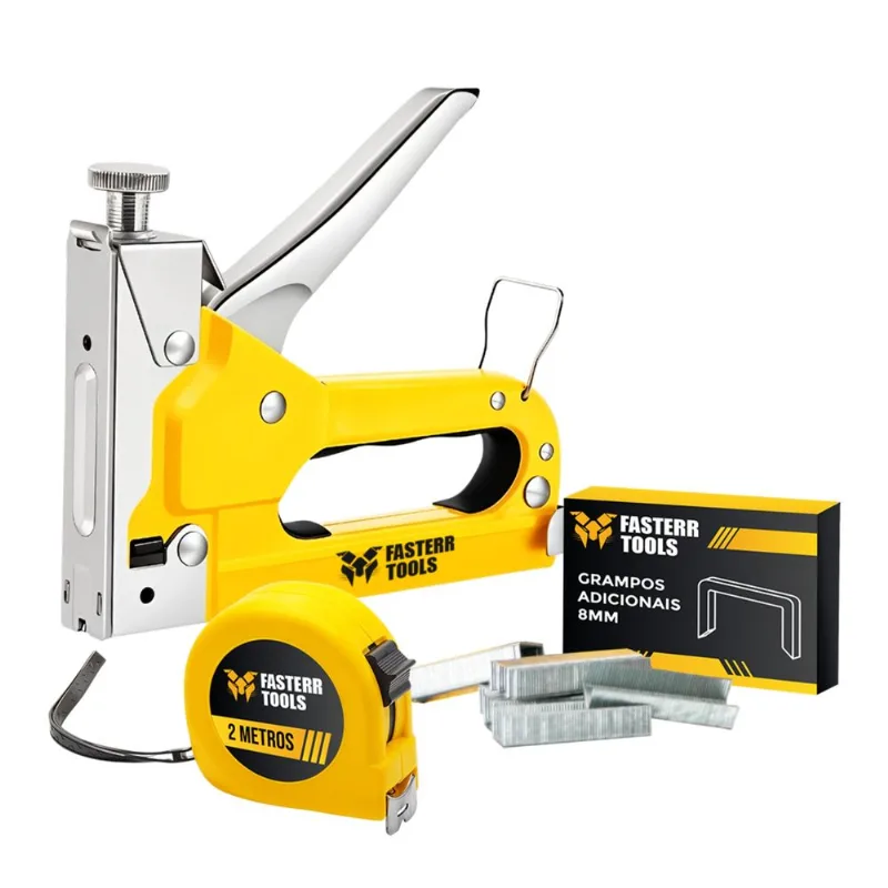 Grampeador Manual com Ajuste de Pressão Fasterr FST081 + Trena 2m