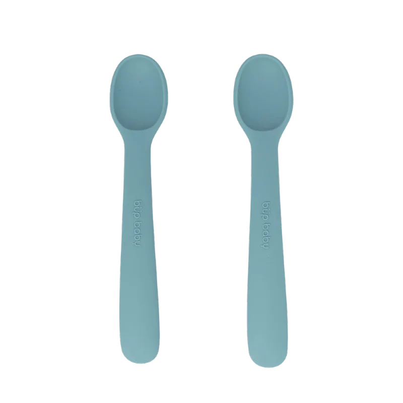 Kit Com Duas Colheres De Silicone Azul Sonho Büp Baby