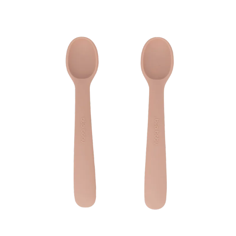 Kit Com Duas Colheres De Silicone Rosa Blush Büp Baby