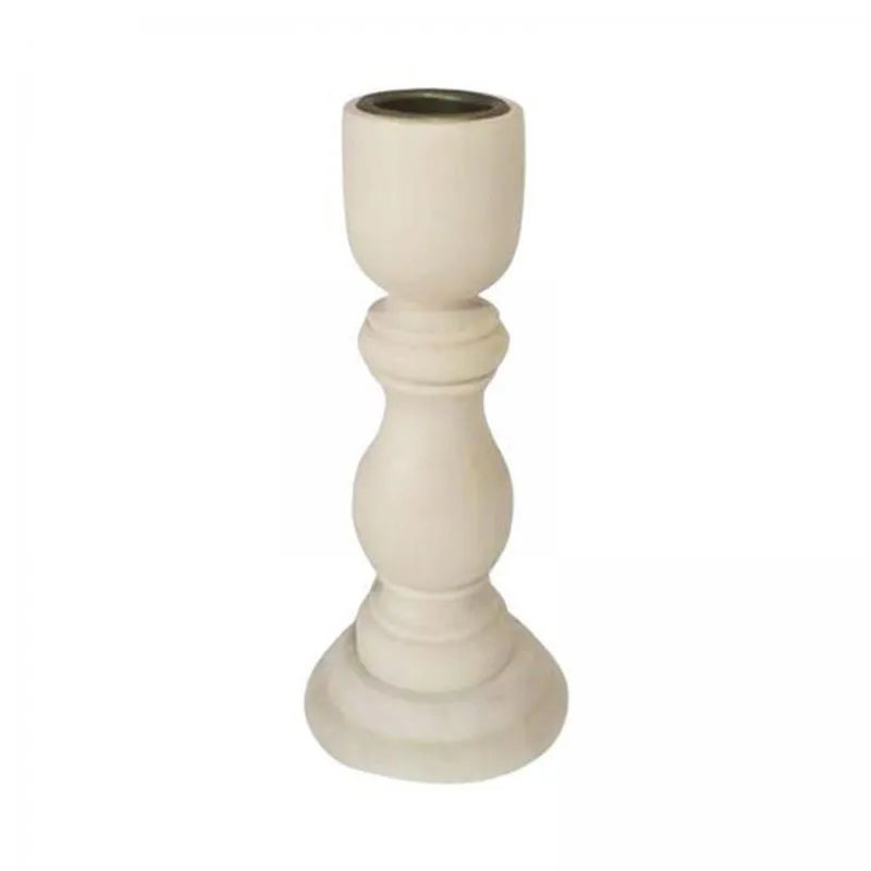 Suporte De Vela Pilar De Madeira Chique 3xcasa