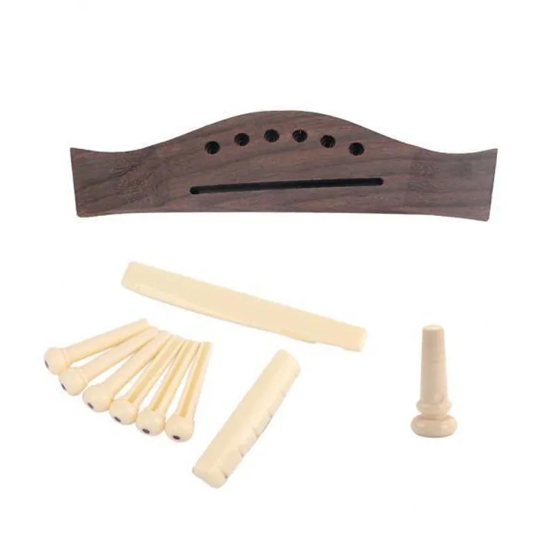 Guitarra Acústica 2x1 Conjunto Ponte De Pau-rosa + Alfinetes De Ponte Óssea