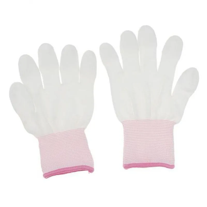 2x Luvas De Trabalho De Inspeção Revestidas De Pu De Malha De Nylon Branco