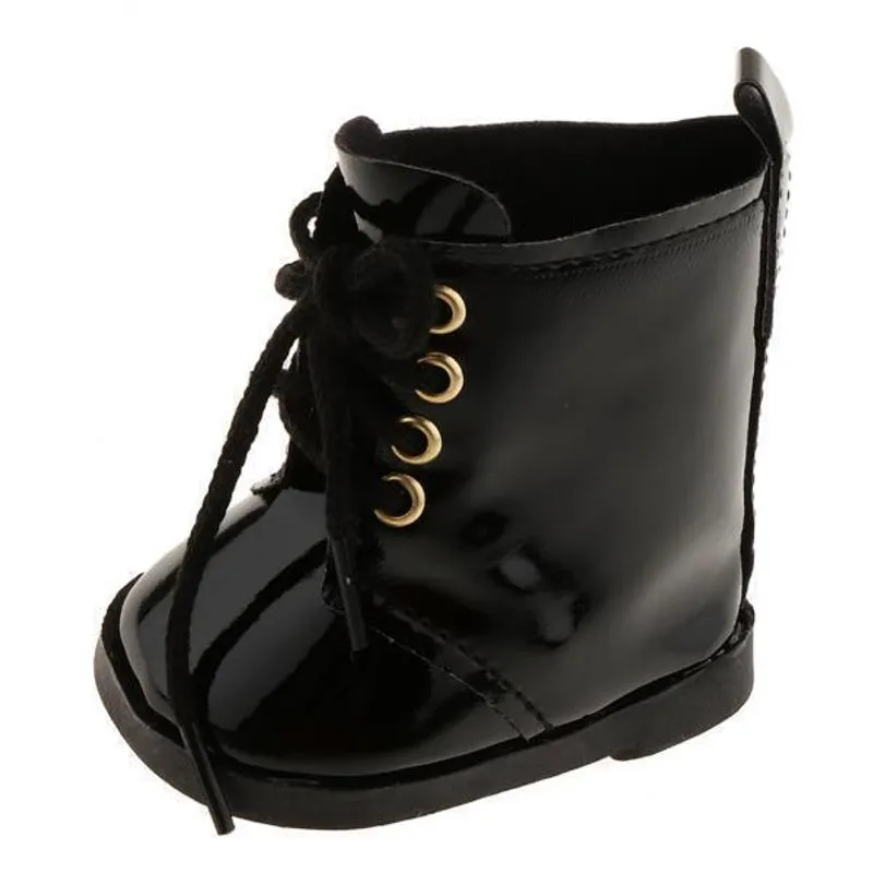 2xlovely Doll Pu Shoes For Doll Shoes 18inch Doll Accs Preto