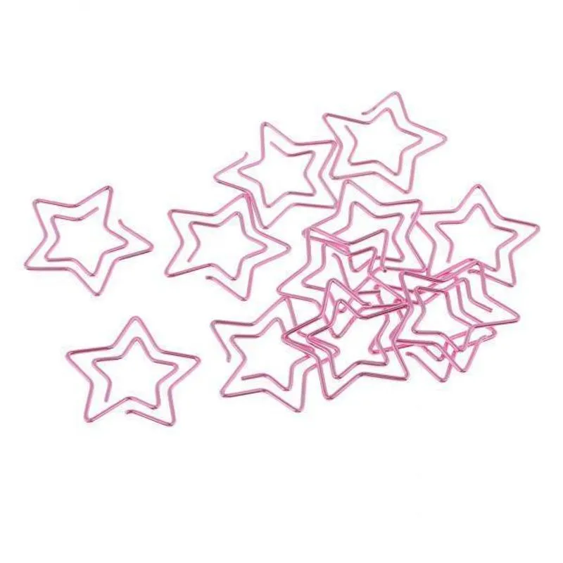 3x12 Peças Clipes De Papel Metal Rosa Estrelas Antiderrapantes Marcador