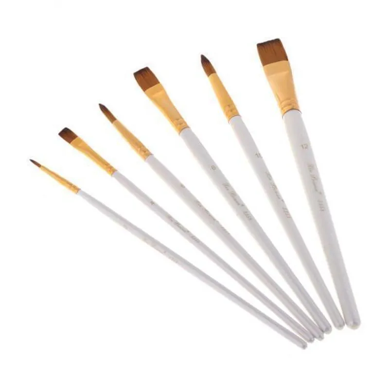 Conjunto De Pincéis De Nylon Para Artista 2x6 Para Aquarela Acrílica