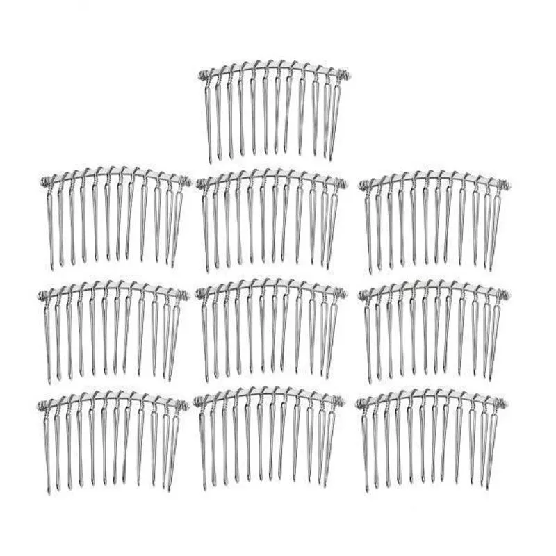 2x10 Pçs Diy Grampos De Metal Em Branco Pente Lateral 12 Dentes Cabelo