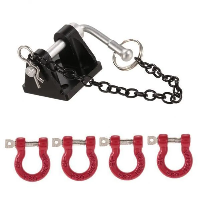 2x Conjunto De Gancho De Reboque De Manilha De Reboque De Metal 1:10 Rc Para Scx10 Axial