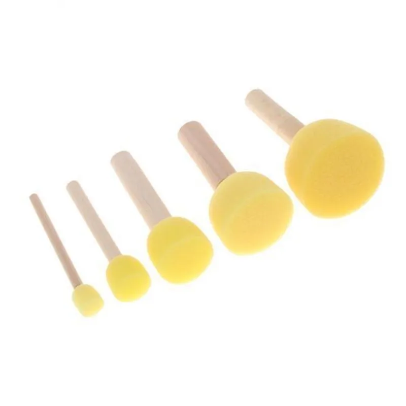 3x5 Peças Crianças Crianças Pintura Esponja Espuma Escovas De Madeira