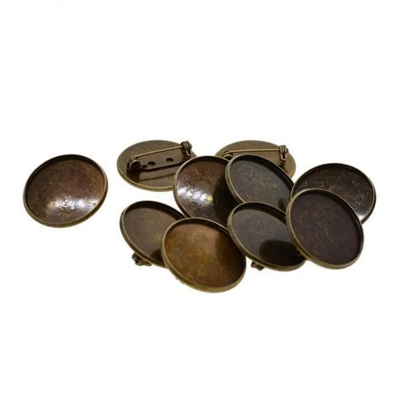 3x10 Peças De Broche De 25 Mm Para Fazer Moldura De Cabochão Em Branco