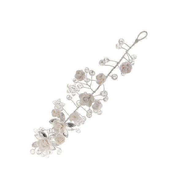 2x Prendedor De Cabelo De Cristal De Flor Branca Nupcial Para Casamento