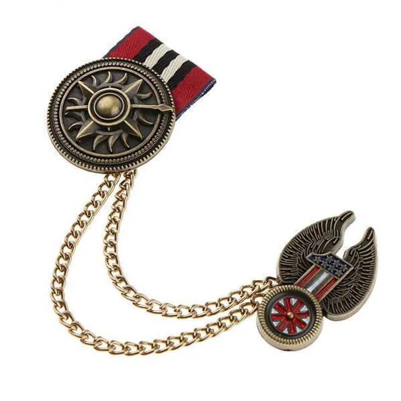 2x Broches Femininos Retrô Com Medalha De Uniforme Militar
