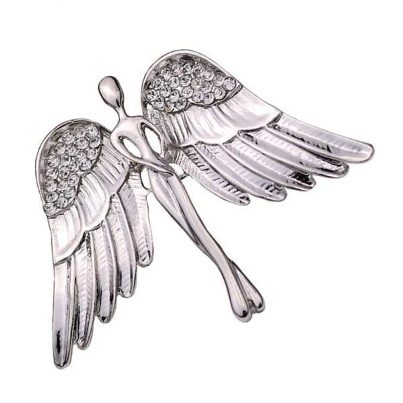 2xfashion Angel Wings Brooch Charming Crystal Brooch Pin Para