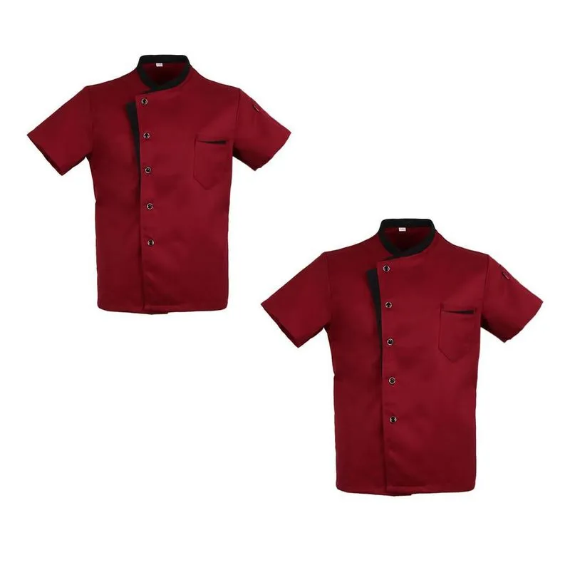2 Jaquetas Unissex Para Chef Casaco Camisa De Mangas Curtas Cozinha Do Hotel
