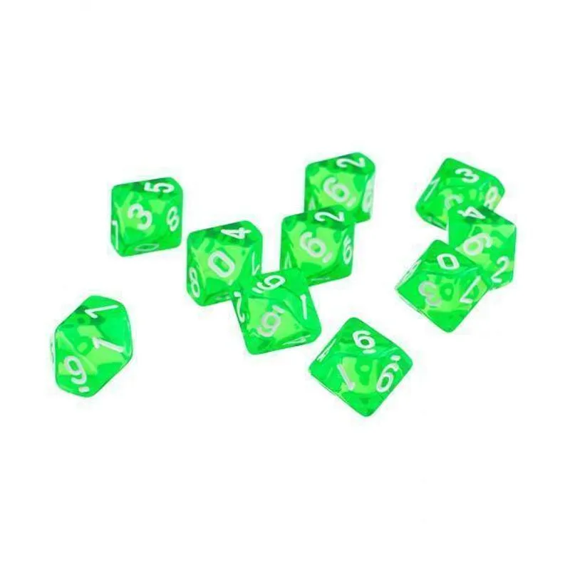3xd10 Dados De Gemas De Dez Lados Para Jogos De Rpg 10 Peças De Dados Verdes