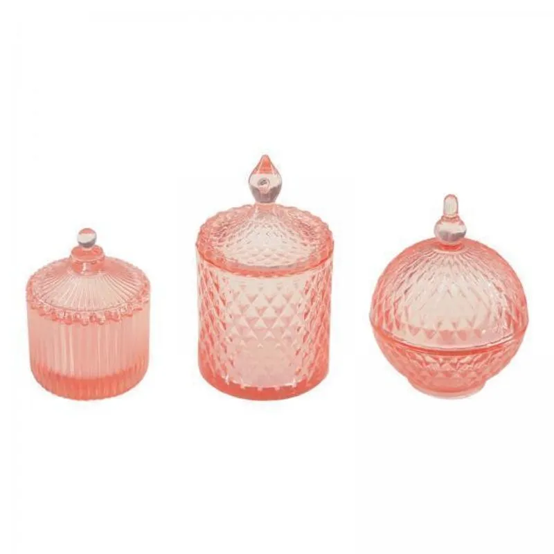 Conjunto De Mini Tigelas De Frascos De Doces Em Miniatura 2x3 Peças Casa De Bonecas Rosa