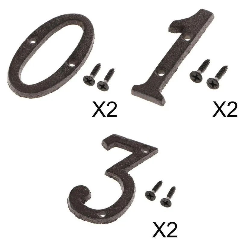 6x Ferro Antique House Door Number Sign Placa Diy Digit