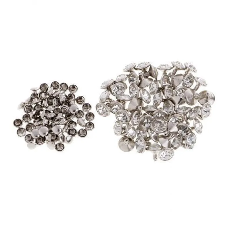 2x50 Peças De Rebites De Strass Botões De Pregos Para Costura