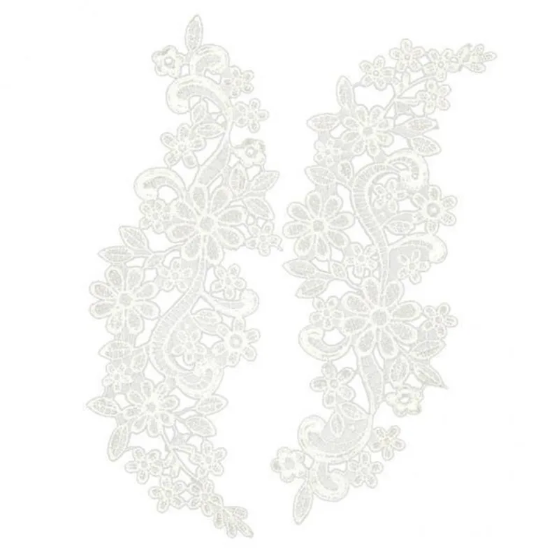 3xbranco Floral Renda Applique Bordado Guipura Casamento
