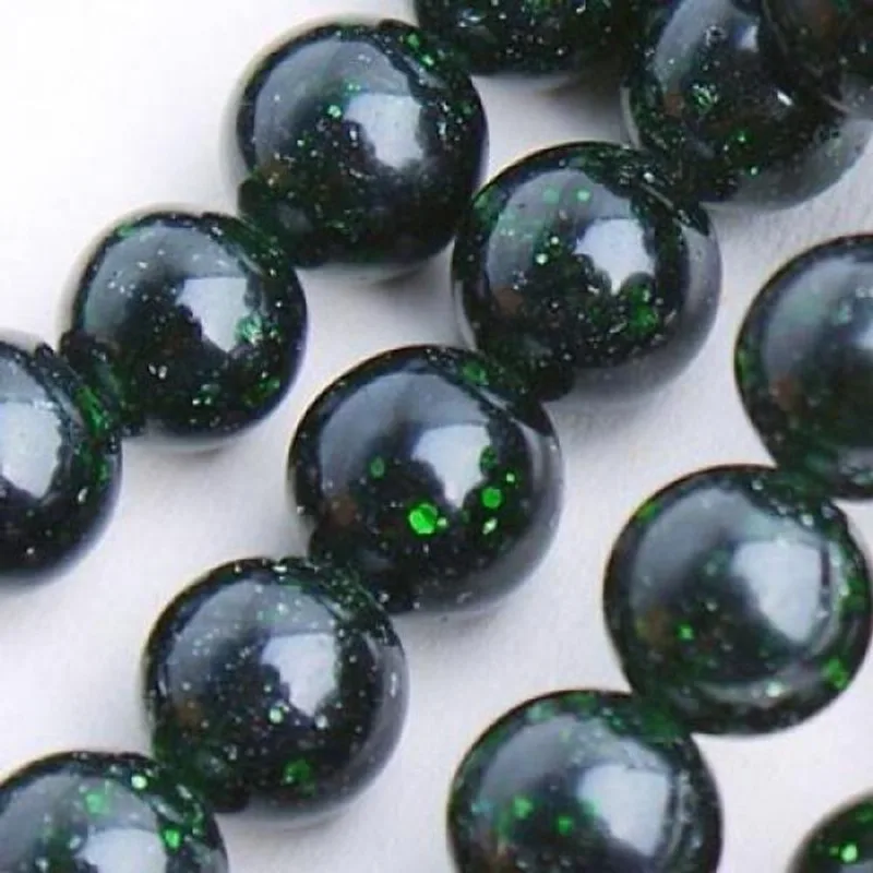 4x6mm Grânulos Soltos Redondos Goldstone Verde 14 Polegadas
