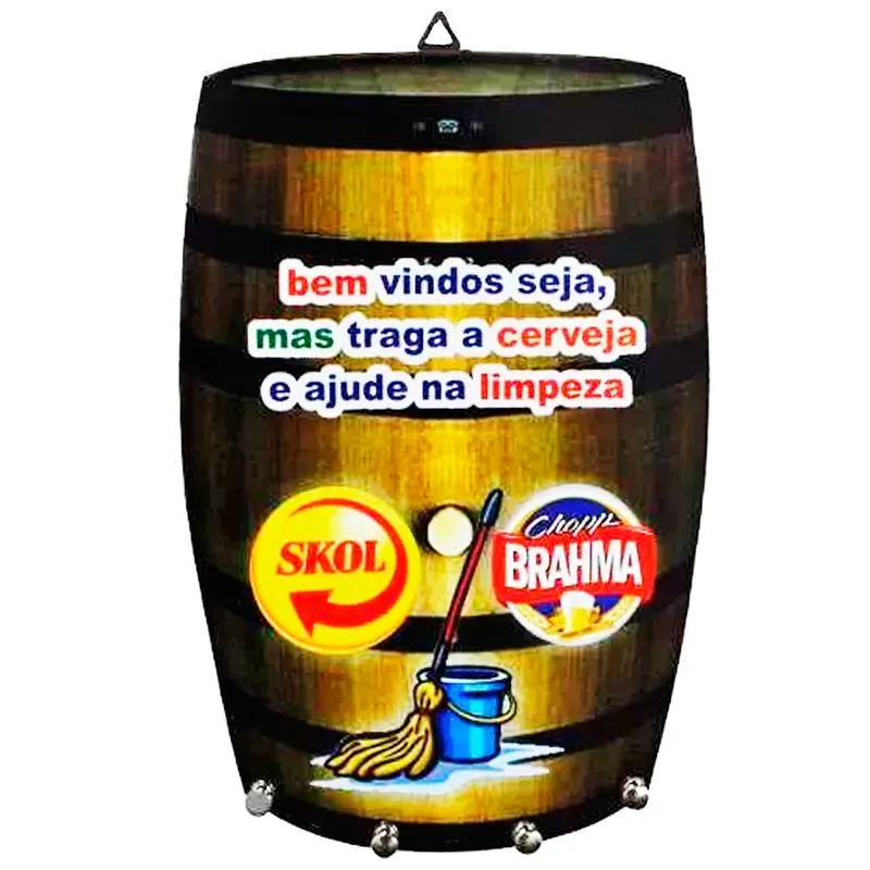 Porta Chaves Barril Chaveiro Decorativo Em Madeira - Cerveja X Limpeza
