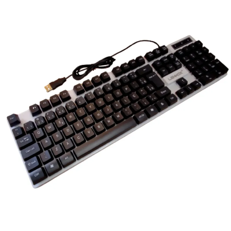 Teclado gamer LED rgb glow hyper gt LEY-84 lehmox branco preto