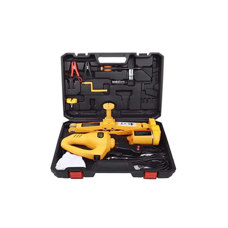 Macaco Elétrico Elevador 12V DC 3 Toneladas com Lanterna de LED Chave de Parafusar